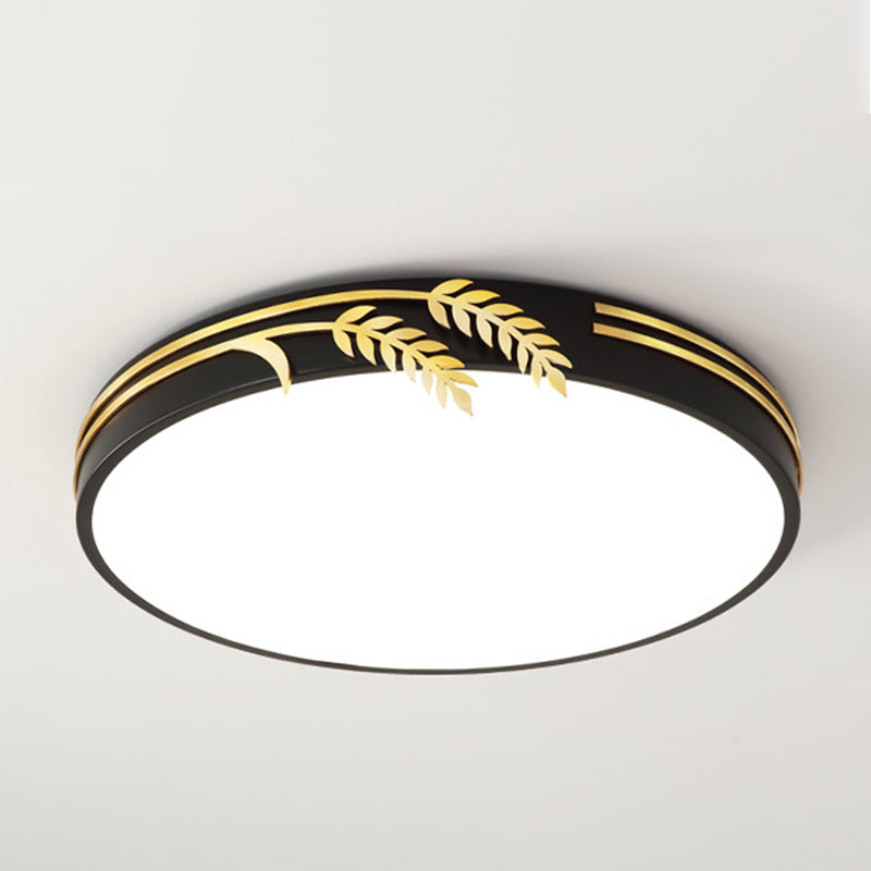 Modern Minimalist Round Wheat Ear Trim Decoration Iron Acrylic LED Flush Mount Ceiling Light For Bedroom