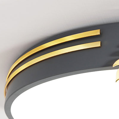 Modern Minimalist Round Wheat Ear Trim Decoration Iron Acrylic LED Flush Mount Ceiling Light For Bedroom