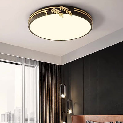 Modern Minimalist Round Wheat Ear Trim Decoration Iron Acrylic LED Flush Mount Ceiling Light For Bedroom