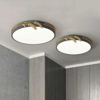 Modern Minimalist Round Wheat Ear Trim Decoration Iron Acrylic LED Flush Mount Ceiling Light For Bedroom