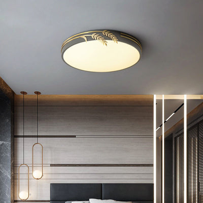 Modern Minimalist Round Wheat Ear Trim Decoration Iron Acrylic LED Flush Mount Ceiling Light For Bedroom
