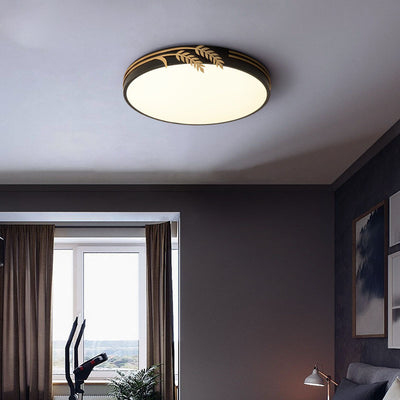 Modern Minimalist Round Wheat Ear Trim Decoration Iron Acrylic LED Flush Mount Ceiling Light For Bedroom