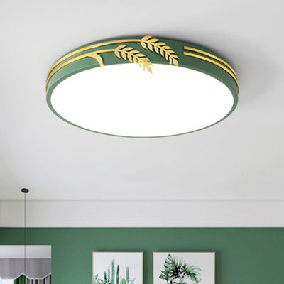 Modern Minimalist Round Wheat Ear Trim Decoration Iron Acrylic LED Flush Mount Ceiling Light For Bedroom