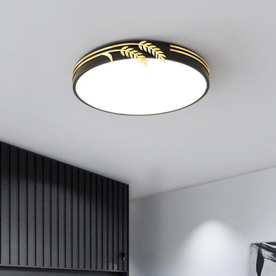 Modern Minimalist Round Wheat Ear Trim Decoration Iron Acrylic LED Flush Mount Ceiling Light For Bedroom