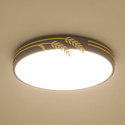 Modern Minimalist Round Wheat Ear Trim Decoration Iron Acrylic LED Flush Mount Ceiling Light For Bedroom