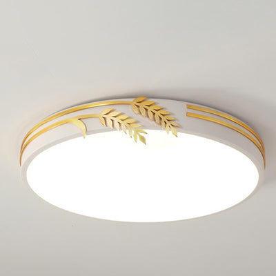 Modern Minimalist Round Wheat Ear Trim Decoration Iron Acrylic LED Flush Mount Ceiling Light For Bedroom