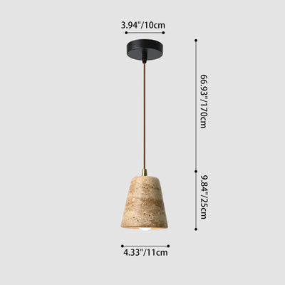 Pantalla de cono truncado de travertino amarillo japonés tradicional de 1 luz para sala de estar 