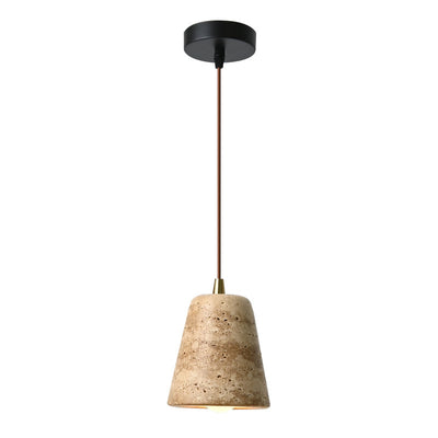Pantalla de cono truncado de travertino amarillo japonés tradicional de 1 luz para sala de estar 
