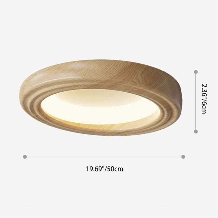 Plafonnier LED traditionnel japonais rond en ABS avec grain de bois en fer pour chambre à coucher 