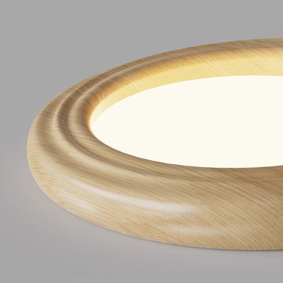 Plafonnier LED traditionnel japonais rond en ABS avec grain de bois en fer pour chambre à coucher 