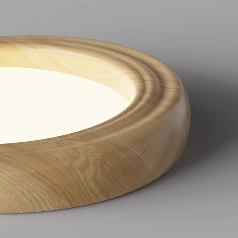 Plafonnier LED traditionnel japonais rond en ABS avec grain de bois en fer pour chambre à coucher 