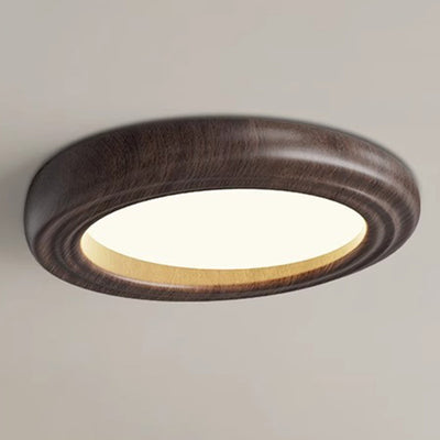 Plafonnier LED traditionnel japonais rond en ABS avec grain de bois en fer pour chambre à coucher 