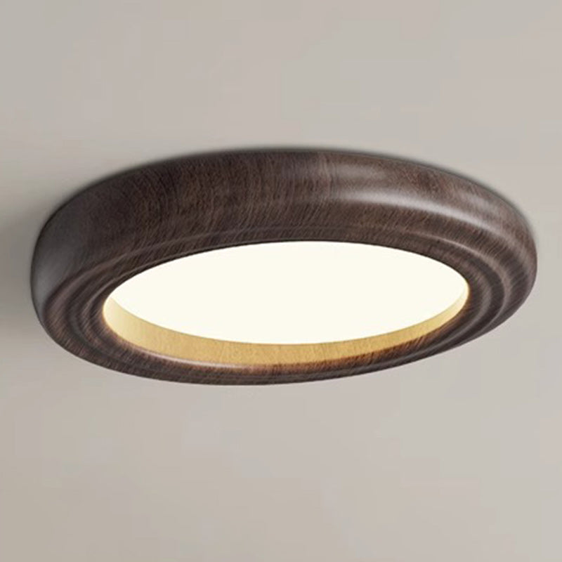 Plafonnier LED traditionnel japonais rond en ABS avec grain de bois en fer pour chambre à coucher 