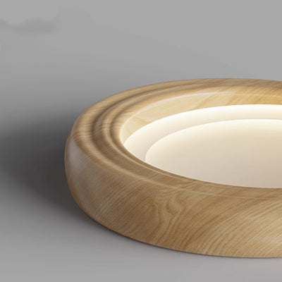 Plafonnier LED traditionnel japonais rond en ABS avec grain de bois en fer pour chambre à coucher 