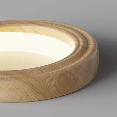 Plafonnier LED traditionnel japonais rond en ABS avec grain de bois en fer pour chambre à coucher 