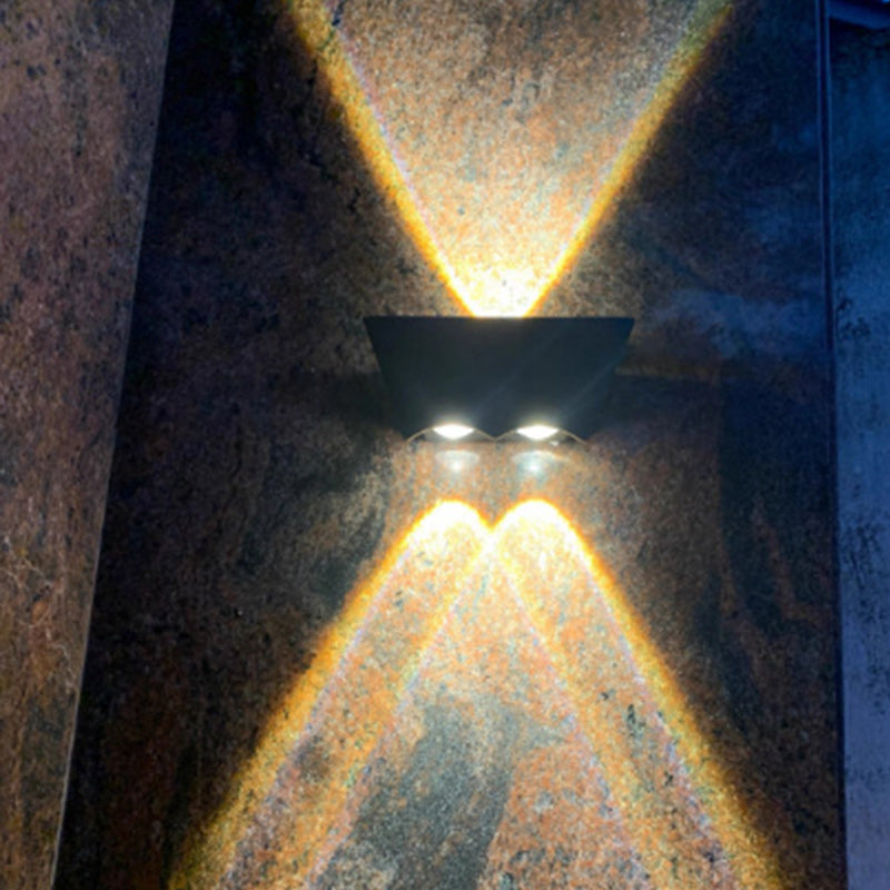 Applique murale contemporaine en aluminium industriel avec arc lumineux LED vers le haut et vers le bas, étanche pour jardin 