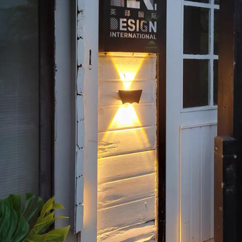 Applique murale contemporaine en aluminium industriel avec arc lumineux LED vers le haut et vers le bas, étanche pour jardin 
