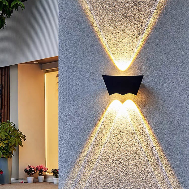 Applique murale contemporaine en aluminium industriel avec arc lumineux LED vers le haut et vers le bas, étanche pour jardin 