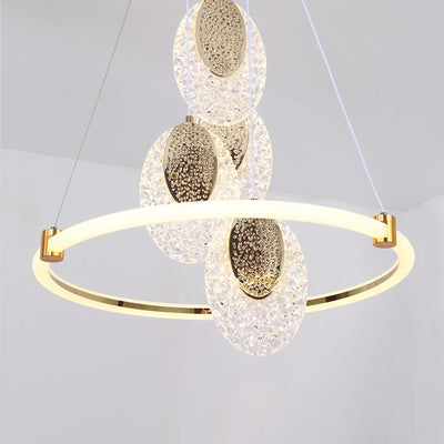 Contemporary Luxury Aluminum Acrylic Ring LED Pendant Light For Living Room