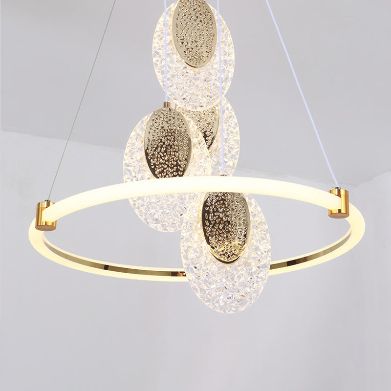 Contemporary Luxury Aluminum Acrylic Ring LED Pendant Light For Living Room