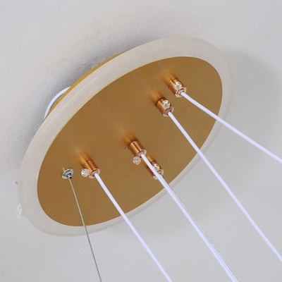 Contemporary Luxury Aluminum Acrylic Ring LED Pendant Light For Living Room