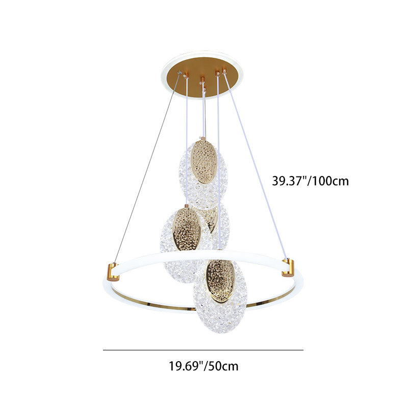 Contemporary Luxury Aluminum Acrylic Ring LED Pendant Light For Living Room