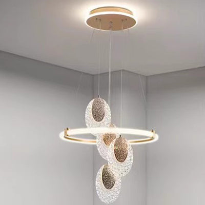 Contemporary Luxury Aluminum Acrylic Ring LED Pendant Light For Living Room