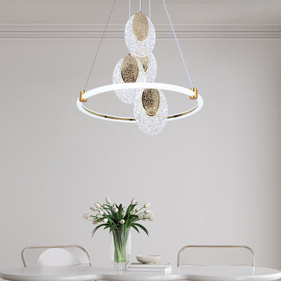 Contemporary Luxury Aluminum Acrylic Ring LED Pendant Light For Living Room