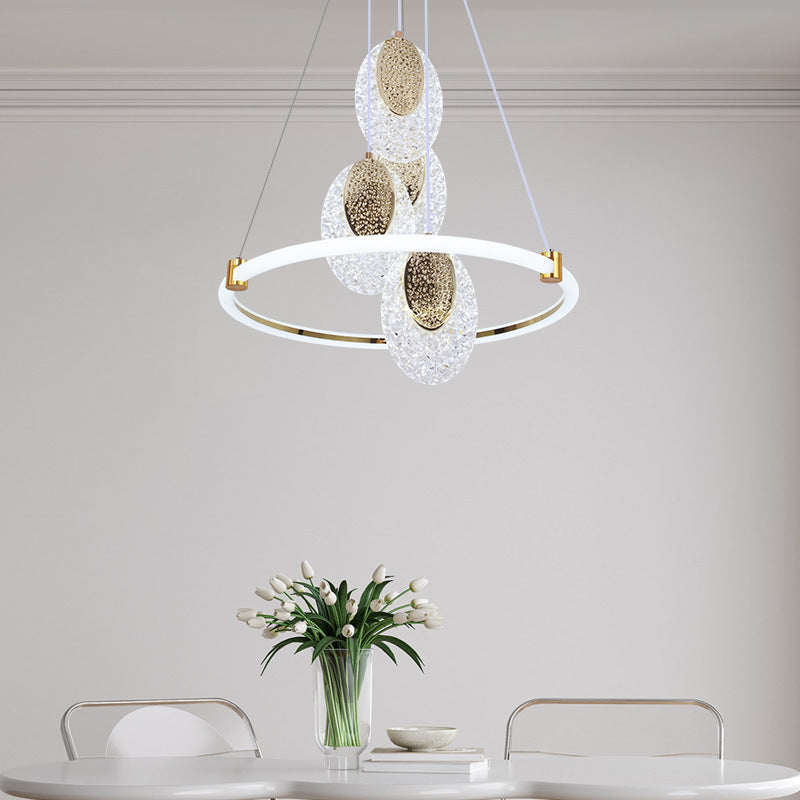 Contemporary Luxury Aluminum Acrylic Ring LED Pendant Light For Living Room