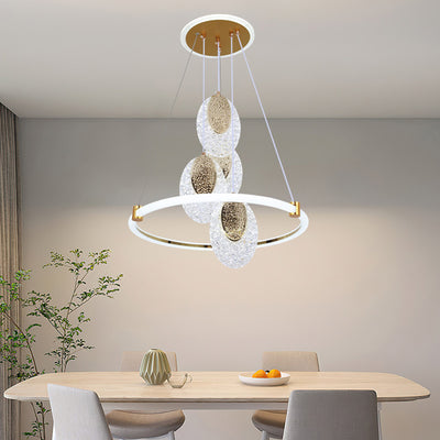 Contemporary Luxury Aluminum Acrylic Ring LED Pendant Light For Living Room