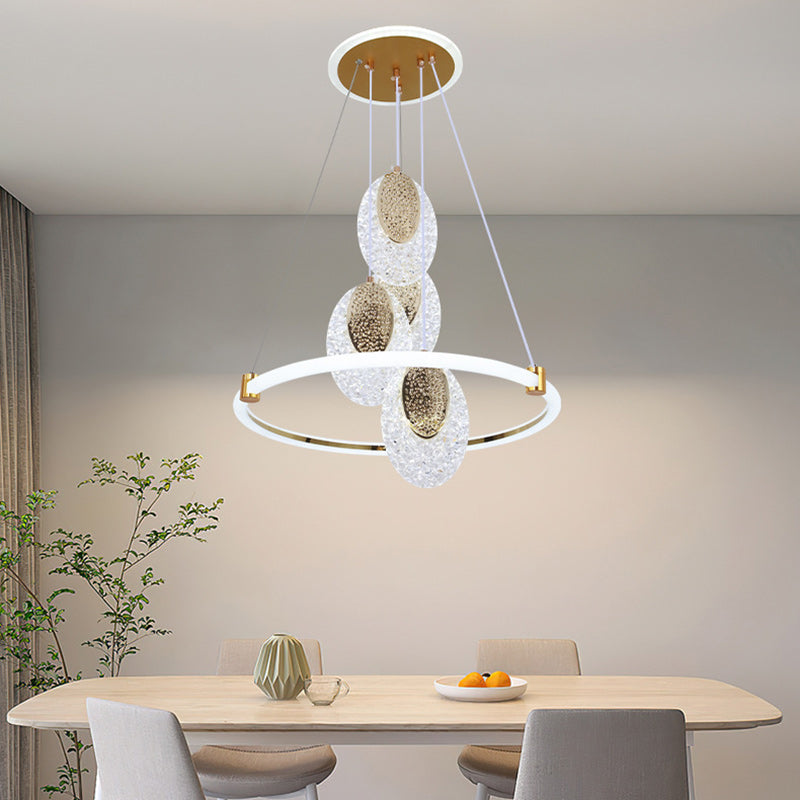 Contemporary Luxury Aluminum Acrylic Ring LED Pendant Light For Living Room