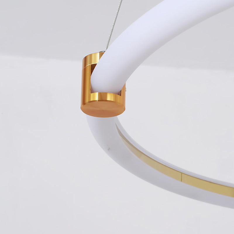 Contemporary Luxury Aluminum Acrylic Ring LED Pendant Light For Living Room