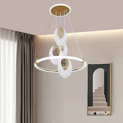 Contemporary Luxury Aluminum Acrylic Ring LED Pendant Light For Living Room