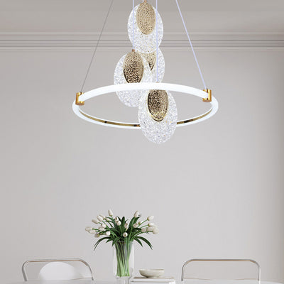 Contemporary Luxury Aluminum Acrylic Ring LED Pendant Light For Living Room
