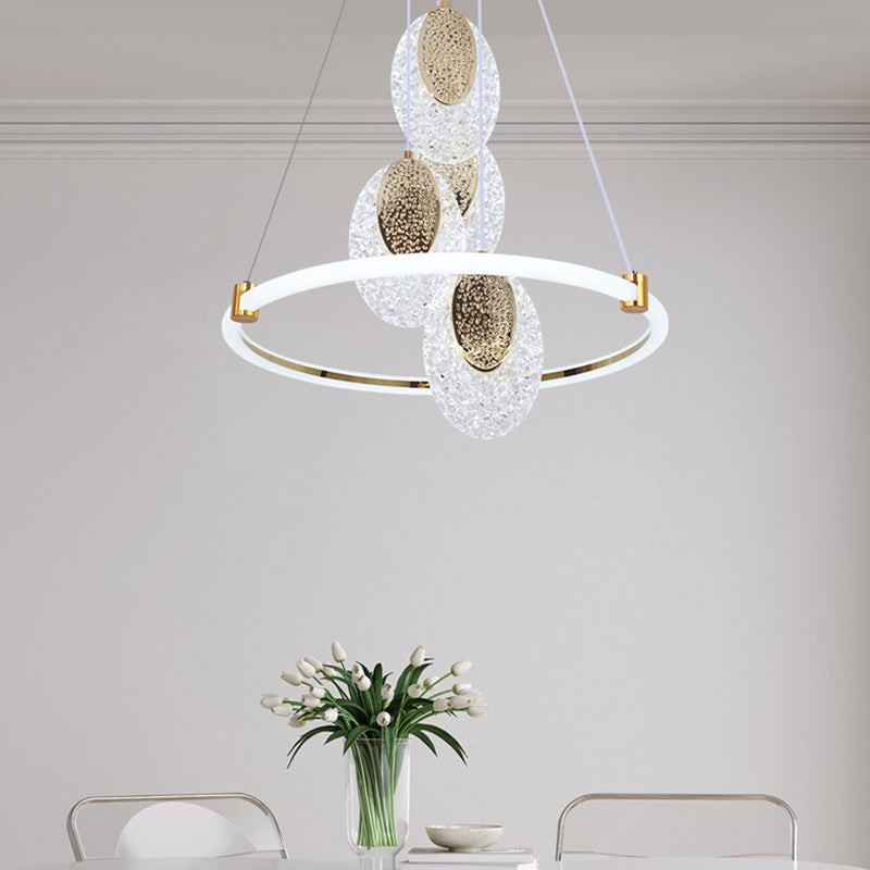 Contemporary Luxury Aluminum Acrylic Ring LED Pendant Light For Living Room