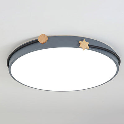 Plafonnier LED circulaire géométrique en fer et bois minimaliste moderne pour chambre 