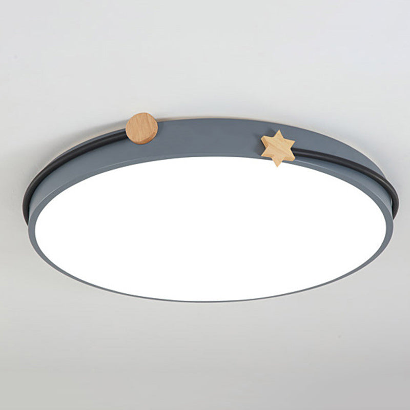 Plafonnier LED circulaire géométrique en fer et bois minimaliste moderne pour chambre 