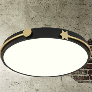 Plafonnier LED circulaire géométrique en fer et bois minimaliste moderne pour chambre 