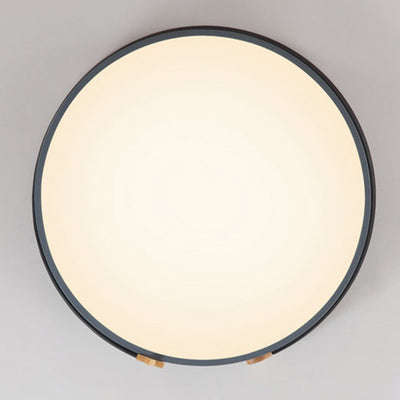 Plafonnier LED circulaire géométrique en fer et bois minimaliste moderne pour chambre 