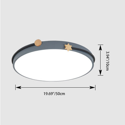 Plafonnier LED circulaire géométrique en fer et bois minimaliste moderne pour chambre 