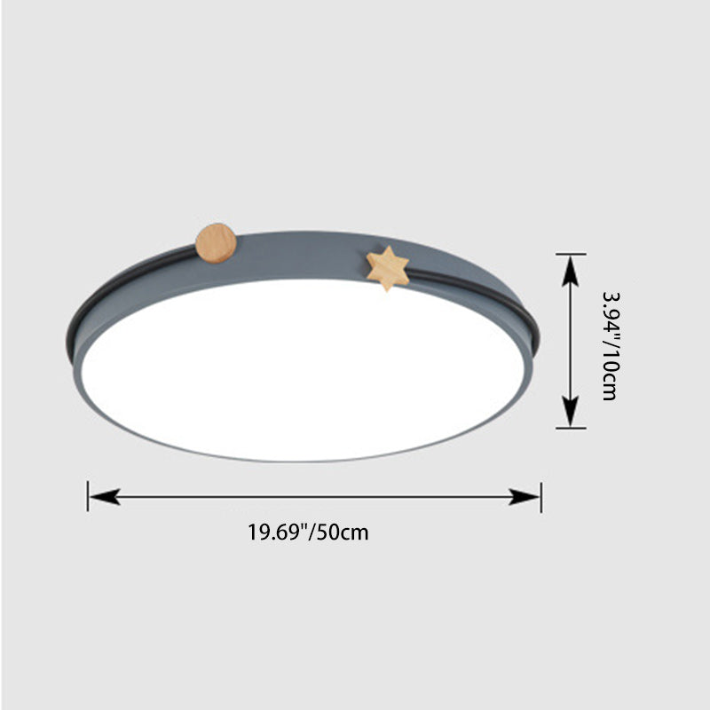 Plafonnier LED circulaire géométrique en fer et bois minimaliste moderne pour chambre 