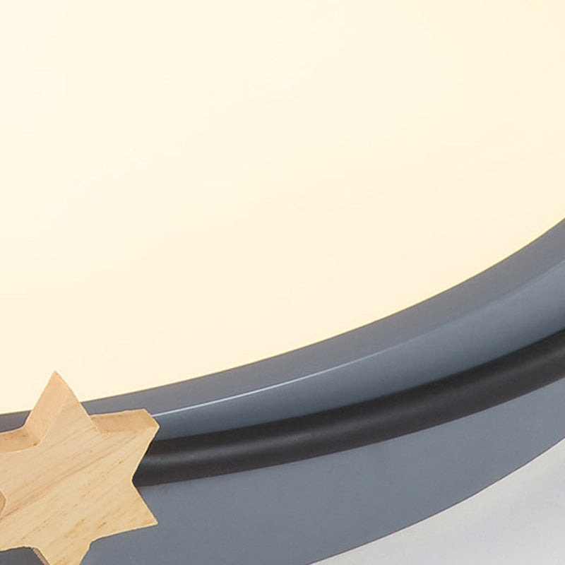 Plafonnier LED circulaire géométrique en fer et bois minimaliste moderne pour chambre 
