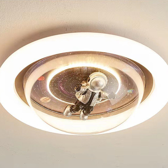 Plafonnier LED en résine contemporaine créative avec astronaute en acrylique et fer pour chambre à coucher 