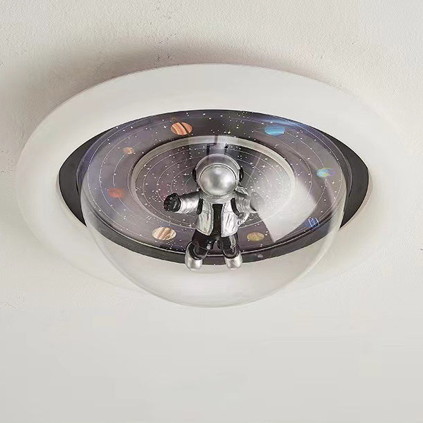 Plafonnier LED en résine contemporaine créative avec astronaute en acrylique et fer pour chambre à coucher 