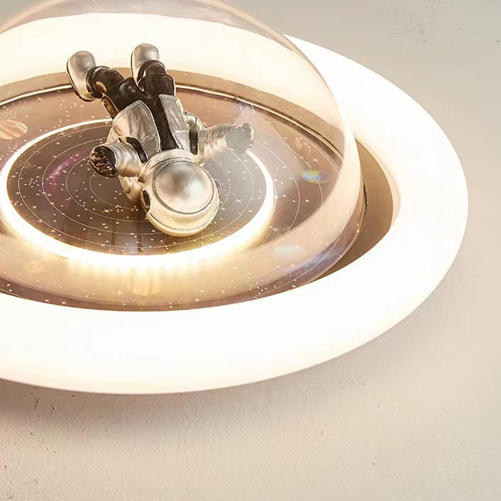 Plafonnier LED en résine contemporaine créative avec astronaute en acrylique et fer pour chambre à coucher 