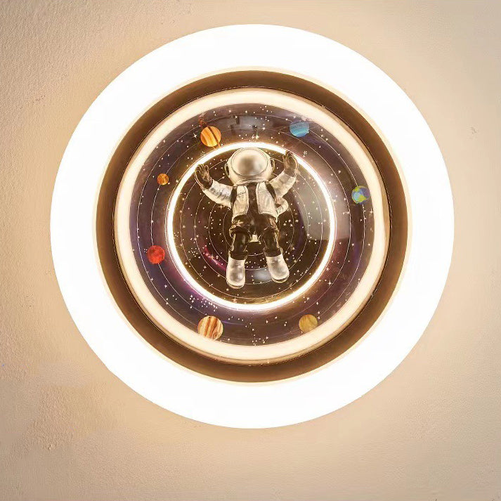 Plafonnier LED en résine contemporaine créative avec astronaute en acrylique et fer pour chambre à coucher 