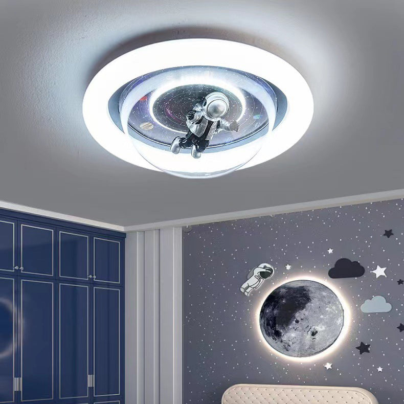 Plafonnier LED en résine contemporaine créative avec astronaute en acrylique et fer pour chambre à coucher 