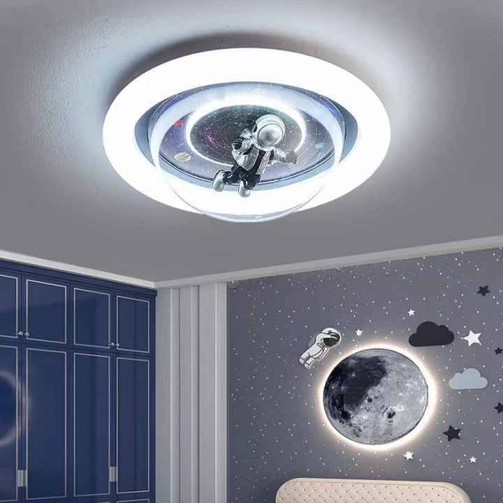 Plafonnier LED en résine contemporaine créative avec astronaute en acrylique et fer pour chambre à coucher 