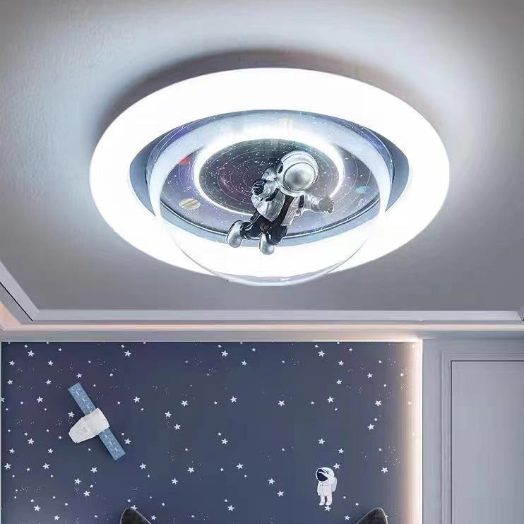 Plafonnier LED en résine contemporaine créative avec astronaute en acrylique et fer pour chambre à coucher 