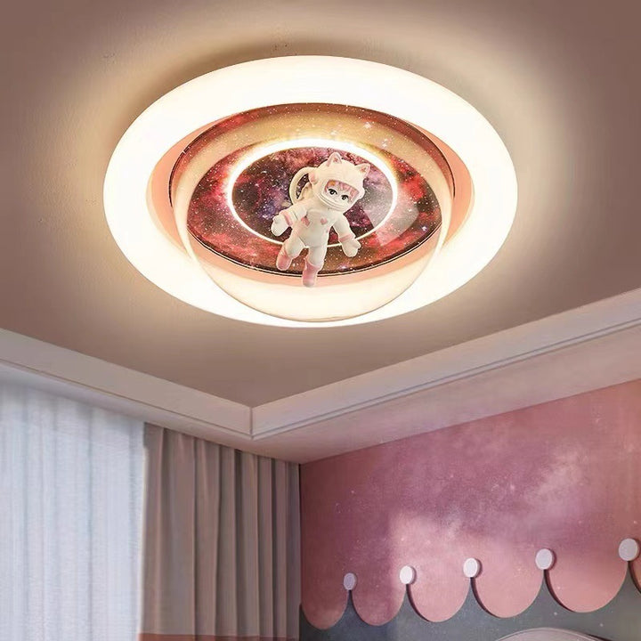 Plafonnier LED en résine contemporaine créative avec astronaute en acrylique et fer pour chambre à coucher 